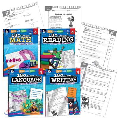 180 Days Reading, Math, Writing, & Language Grade 4: 4-Book Set