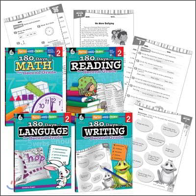 180 Days Reading, Math, Writing, &amp; Language Grade 2: 4-Book Set