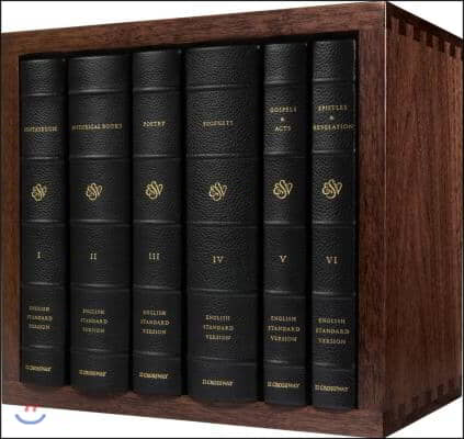 ESV Reader&#39;s Bible, Six-Volume Set: With Chapter and Verse Numbers (Cowhide Over Board with Walnut Slipcase): With Chapter and Verse Numbers