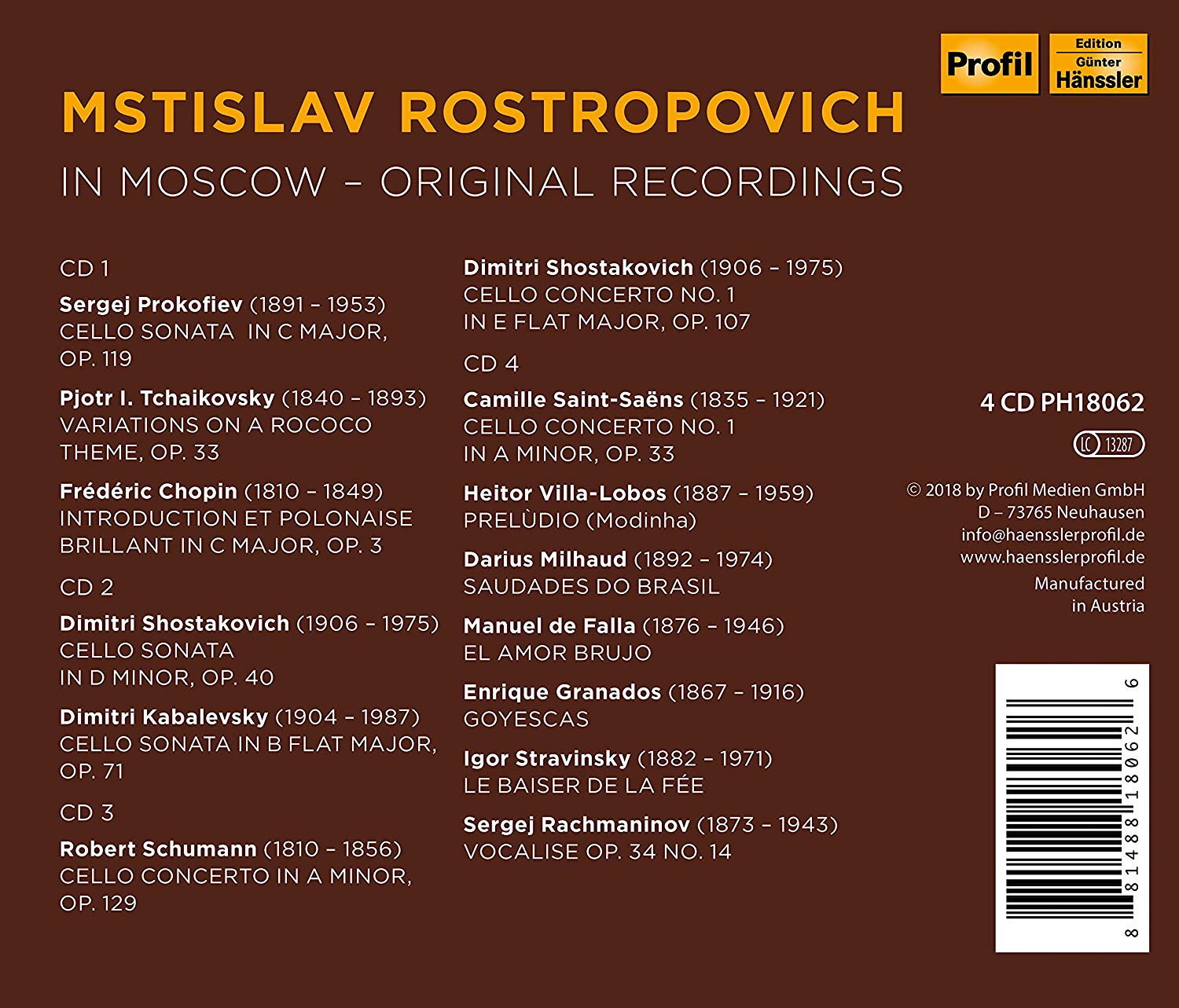 로스트로포비치 모스크바 녹음 모음집 (Mstislav Rostropovich in Moscow)