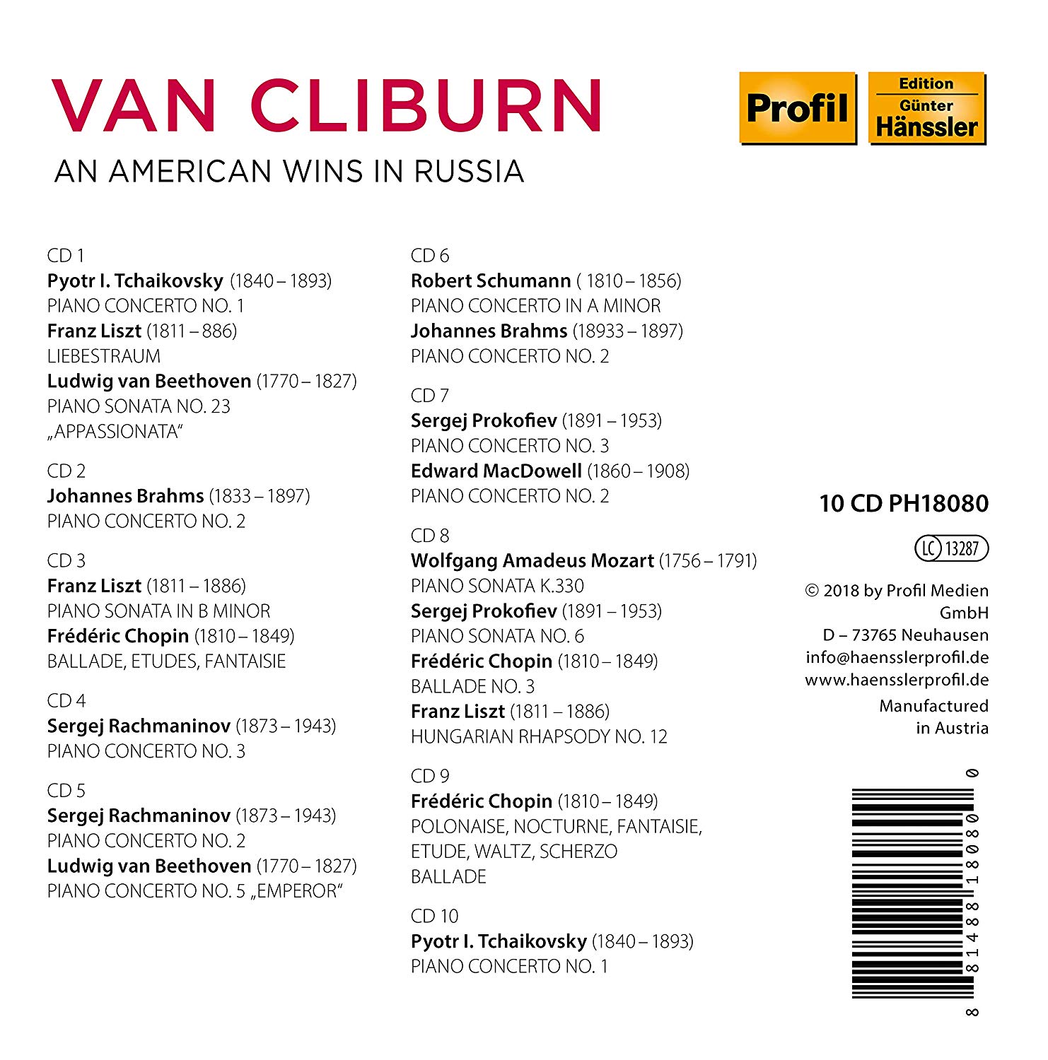 반 클라이번 피아노 연주집 (Van Cliburn - An American Wins In Russia)