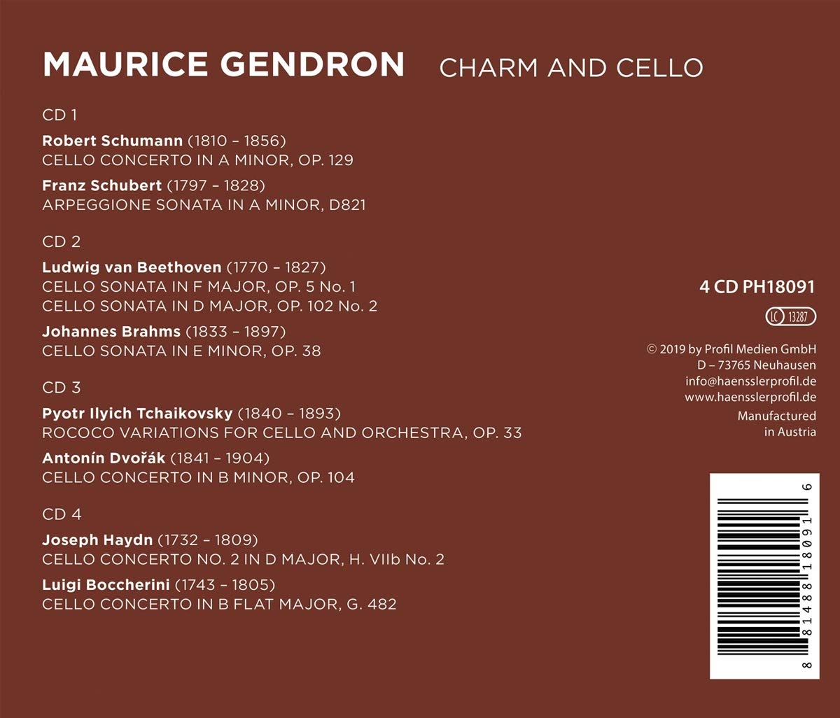 모리스 장드롱 첼로 녹음 선집 (Maurice Gendron - Charm and Cello)