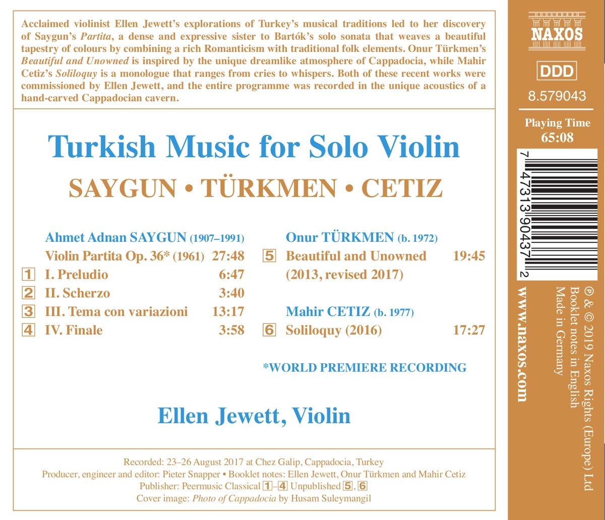 Ellen Jewett 터키 작곡가들의 무반주 바이올린을 위한 작품집 (Turkish Music for Solo Violin)