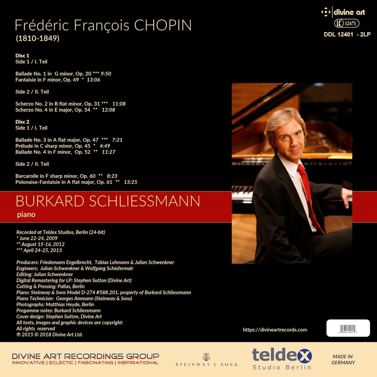 Burkard Schliessmann 쇼팽: 피아노 연주집 (Chopin: Piano Works) [2LP]