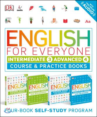 English for Everyone: Intermediate and Advanced Box Set: Course and Practice Books--Four-Book Self-Study Program