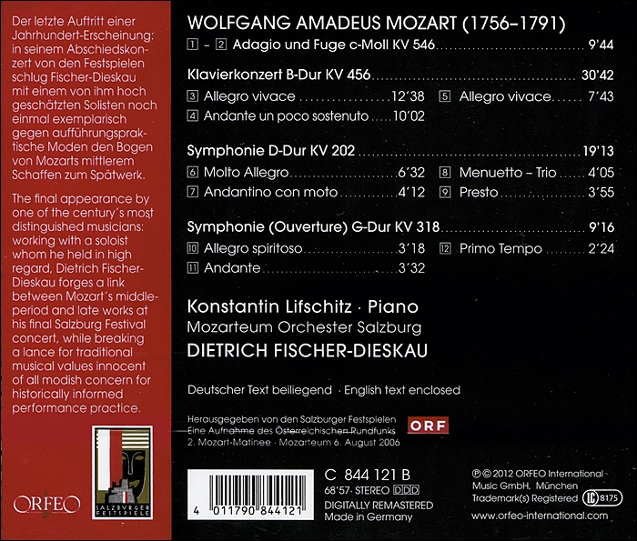 Dietrich Fischer-Dieskau / Konstantin Lifschitz 모차르트: 교향곡 30번 32번, 피아노 협주곡 18번