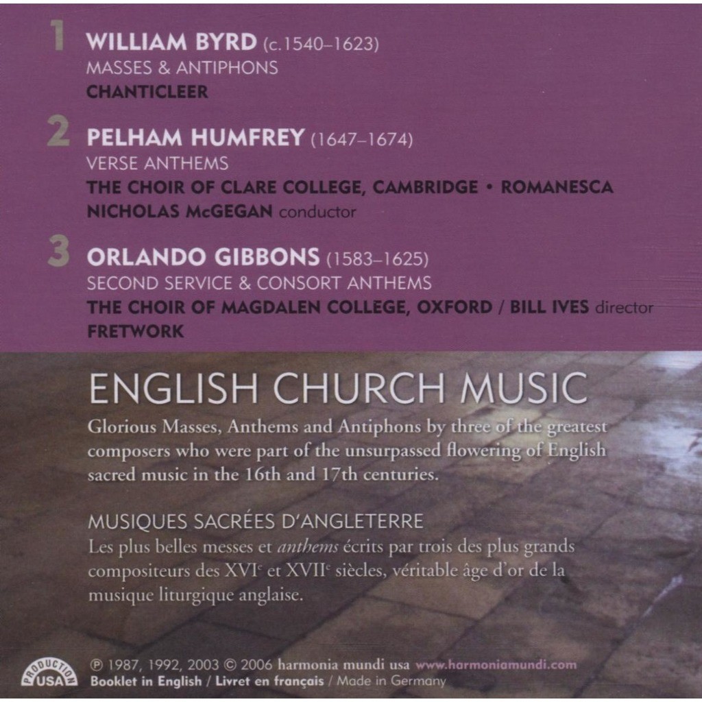 영국 교회 음악 : 버드 & 험프리 & 기번즈 (English Church Music : Byrd & Humfrey & Gibbons)