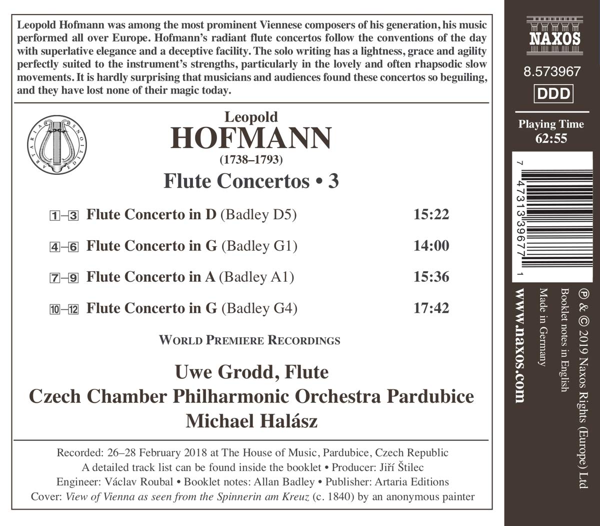 Uwe Grodd 레오폴트 호프만: 플루트 협주곡 3집 (Leopold Hofmann: Flute Concertos, Vol. 3)