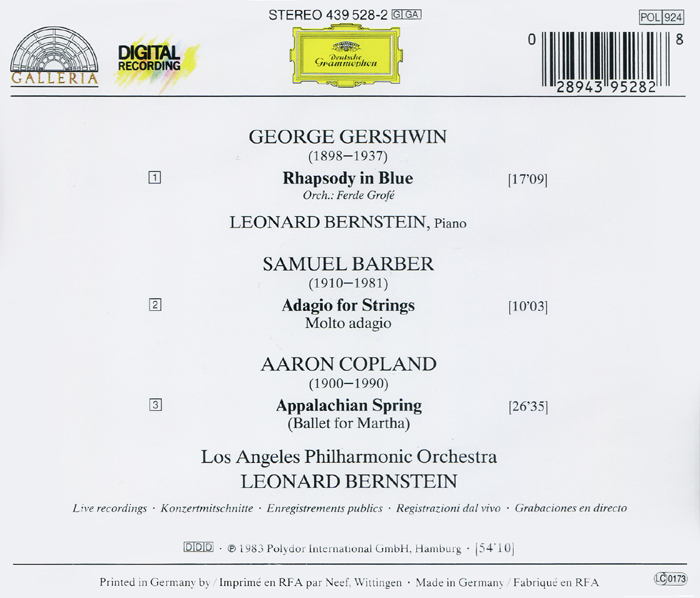 번스타인이 지휘하는 거슈윈 / 코플랜드 / 바버 (Bernstein conducts Gershwin / Copland / Barber)