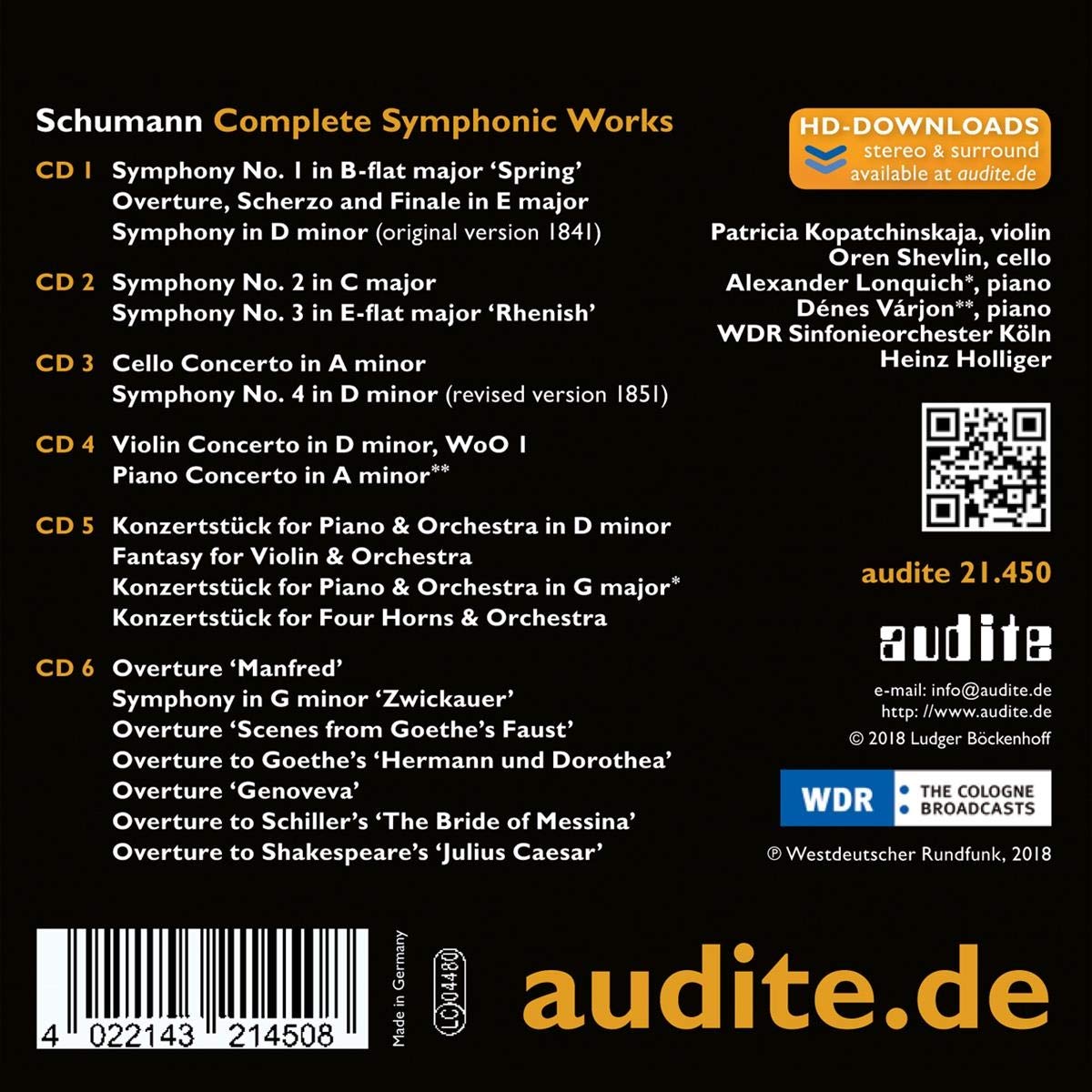 Heinz Holliger 슈만: 관현악 작품 전곡집 - 하인츠 홀리거 (Schumann: Complete Symphonic Works)