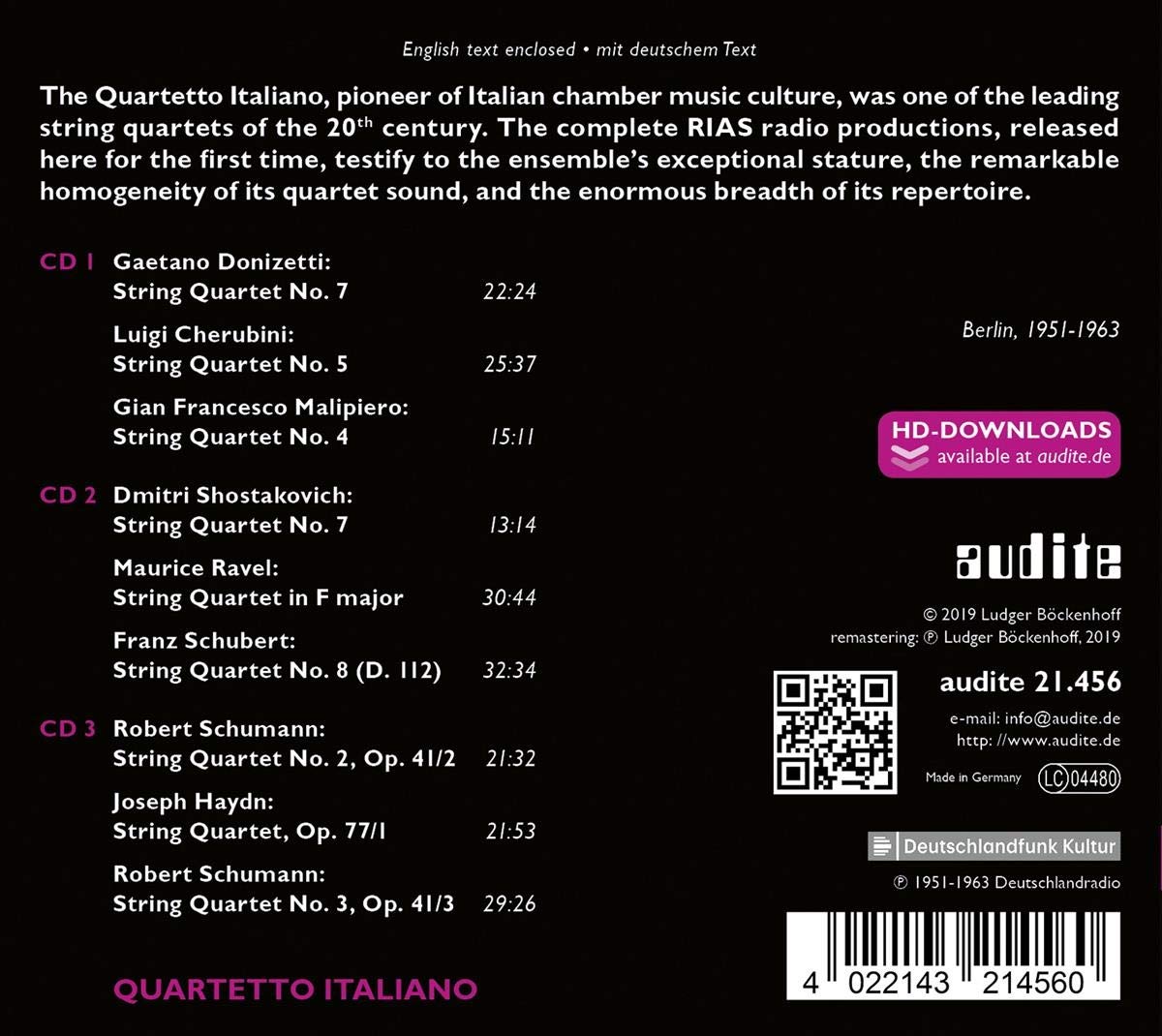 이탈리아 사중주단 RIAS 레코딩 전집 (Quartetto Italiano The Complete Rias Recording)