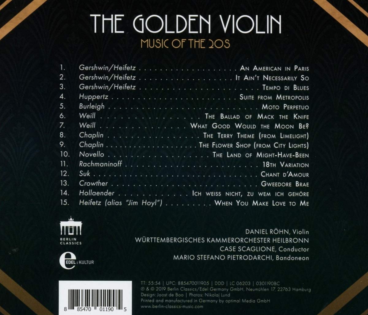 Daniel Rohn 다니엘 뢴 - 1920년대 바이올린 작품집 (The Golden Violin - Music of the 20s)