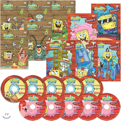 DVD 보글보글 스폰지밥 시즌 3편+4편 10종세트 SpongeBob SquarePants