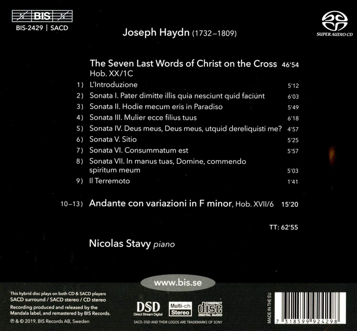 Nicolas Stavy 하이든: 십자가 위의 일곱 말씀 (Haydn: The 7 Last Words of Christ, Hob.XX/1C)