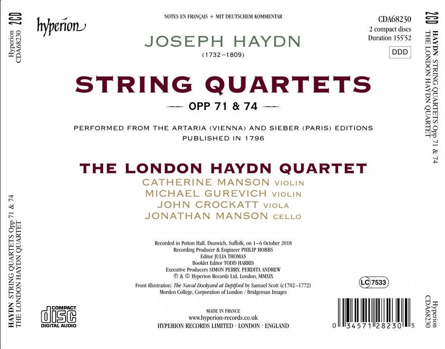 The London Haydn Quartet 하이든: 현악 4중주, 아포니 4중주 (Haydn: String Quartets Opp 71, 74)
