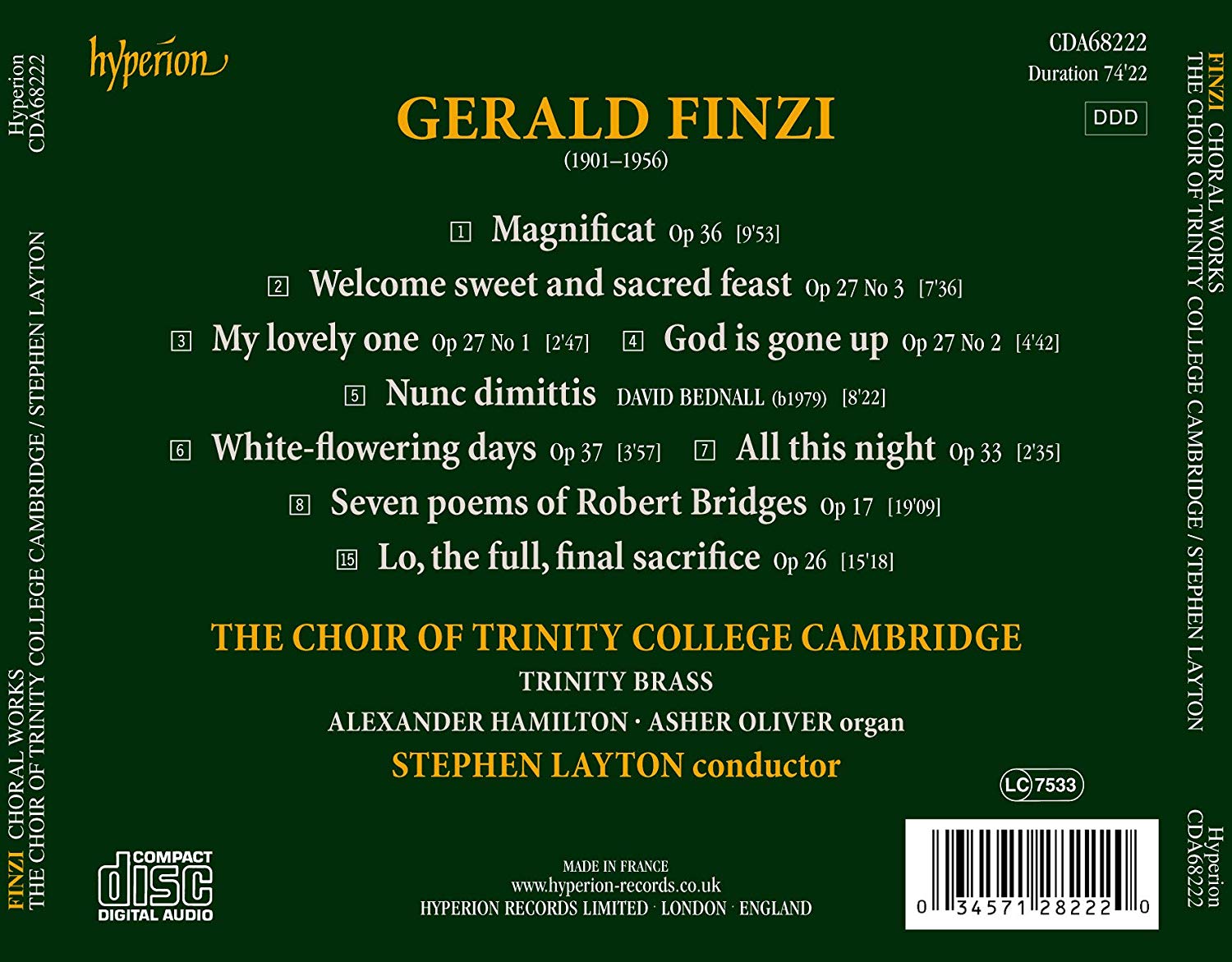 Trinity College Choir 제랄드 핀지: 합창곡 모음집 (Gerald Finzi: Choral works)