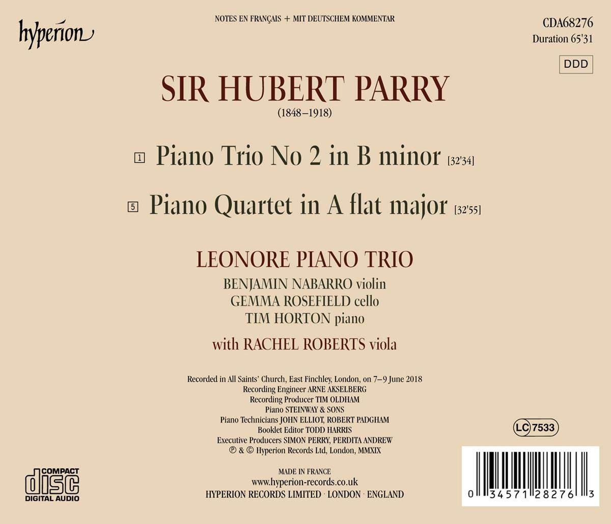 Leonore Piano Trio 휴버트 페리: 피아노 트리오 2번, 피아노 사중주 - 레오노레 피아노 트리오 (Hubert Parry: Piano Trio and Piano Quartet)