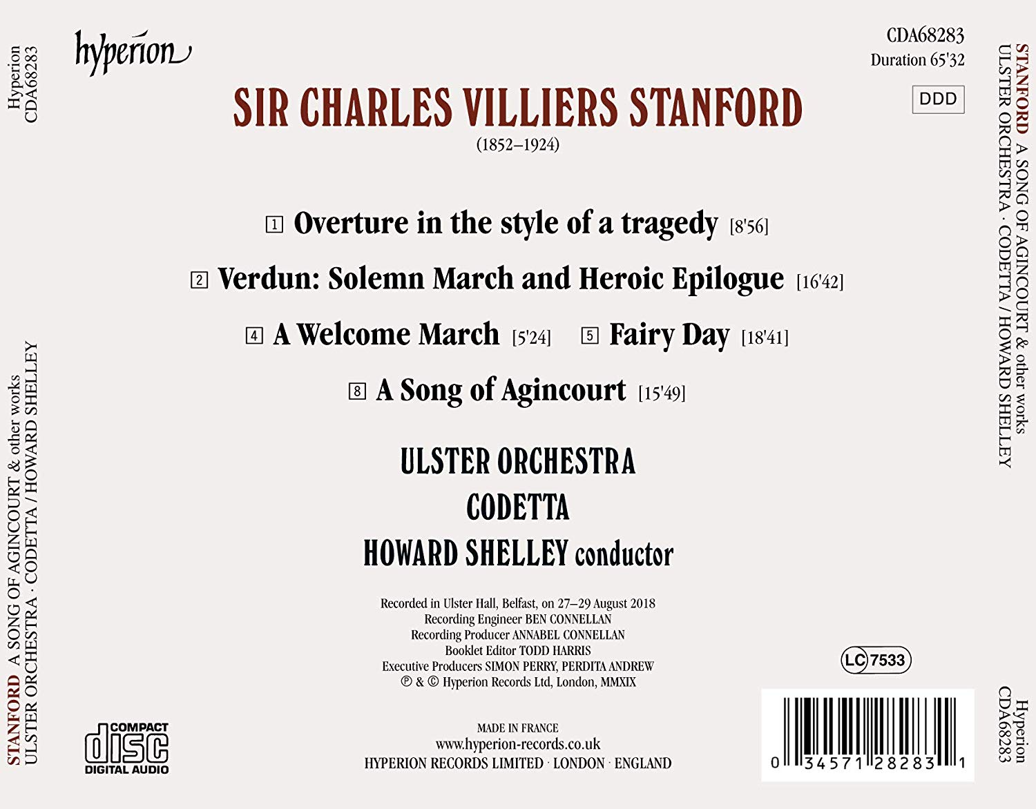 Howard Shelley 스탠포드: 아쟁쿠르의 노래 (Charles Villiers Stanford: A Song of Agincourt)