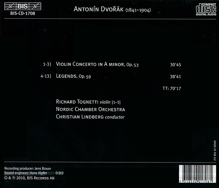 Christian Lindberg 드보르작: 바이올린 협주곡, 레전드 (Dvorak: Violin Concerto Op. 53, Legends, Op. 59)