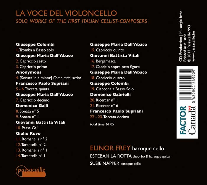 Elinor Frey 최초의 이탈리아 첼리스트-작곡가들이 쓴 독주곡 (La Voce del Violoncello)