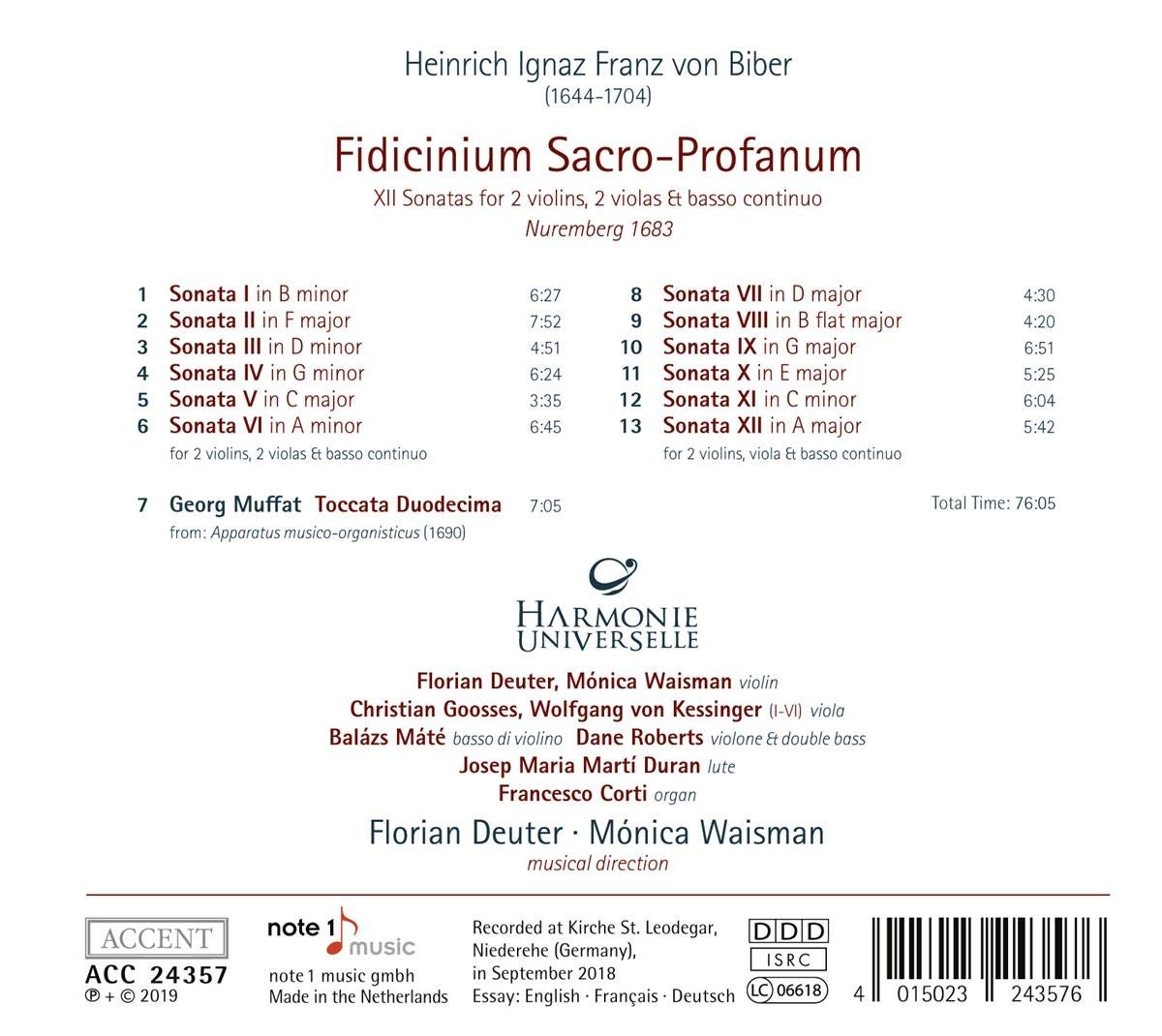 Harmonie Universelle 하인리히 비버: 종교적이고 세속적인 음악 (Biber: Fidicinium Sacro-Profanum)