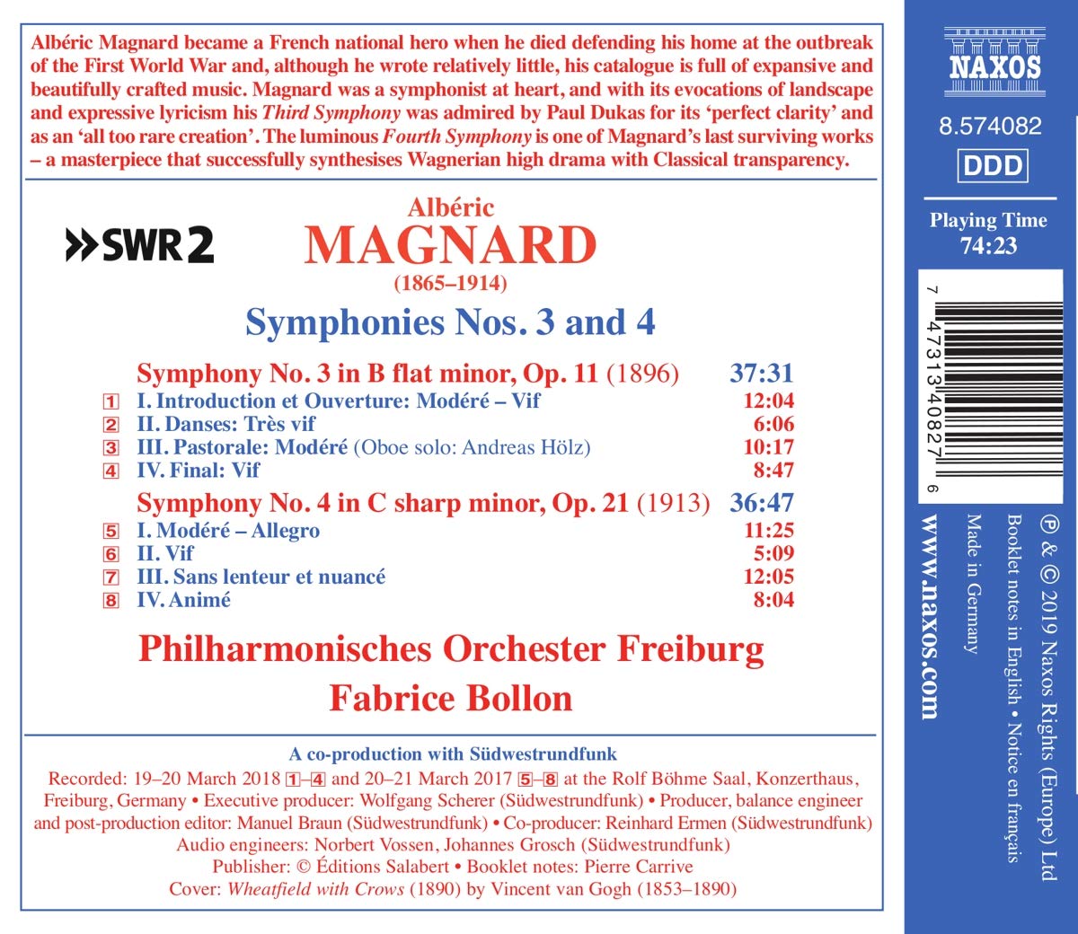 Fabrice Bollon 알베릭 마냐르: 교향곡 3, 4번 (Alberic Magnard: Symphonies Op. 11, 21)