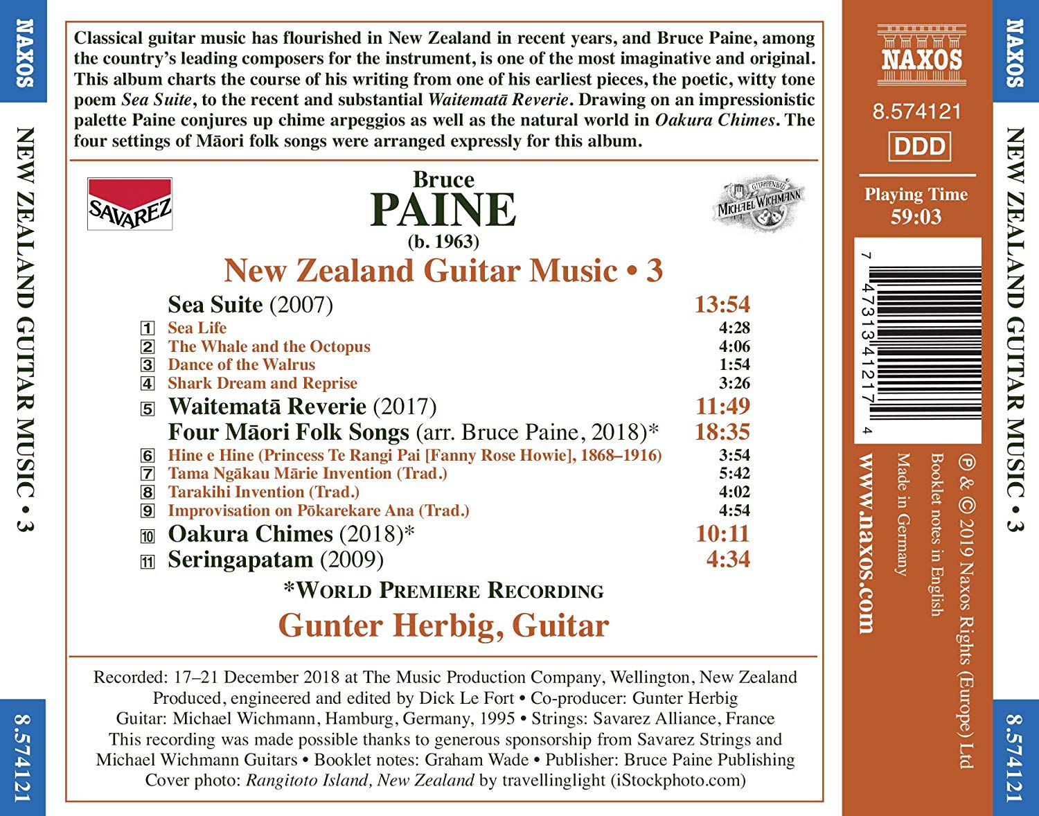 Gunter Herbig 뉴질랜드 기타 작품 3집 (Bruce Paine: New Zealand Guitar Music, Vol. 3)