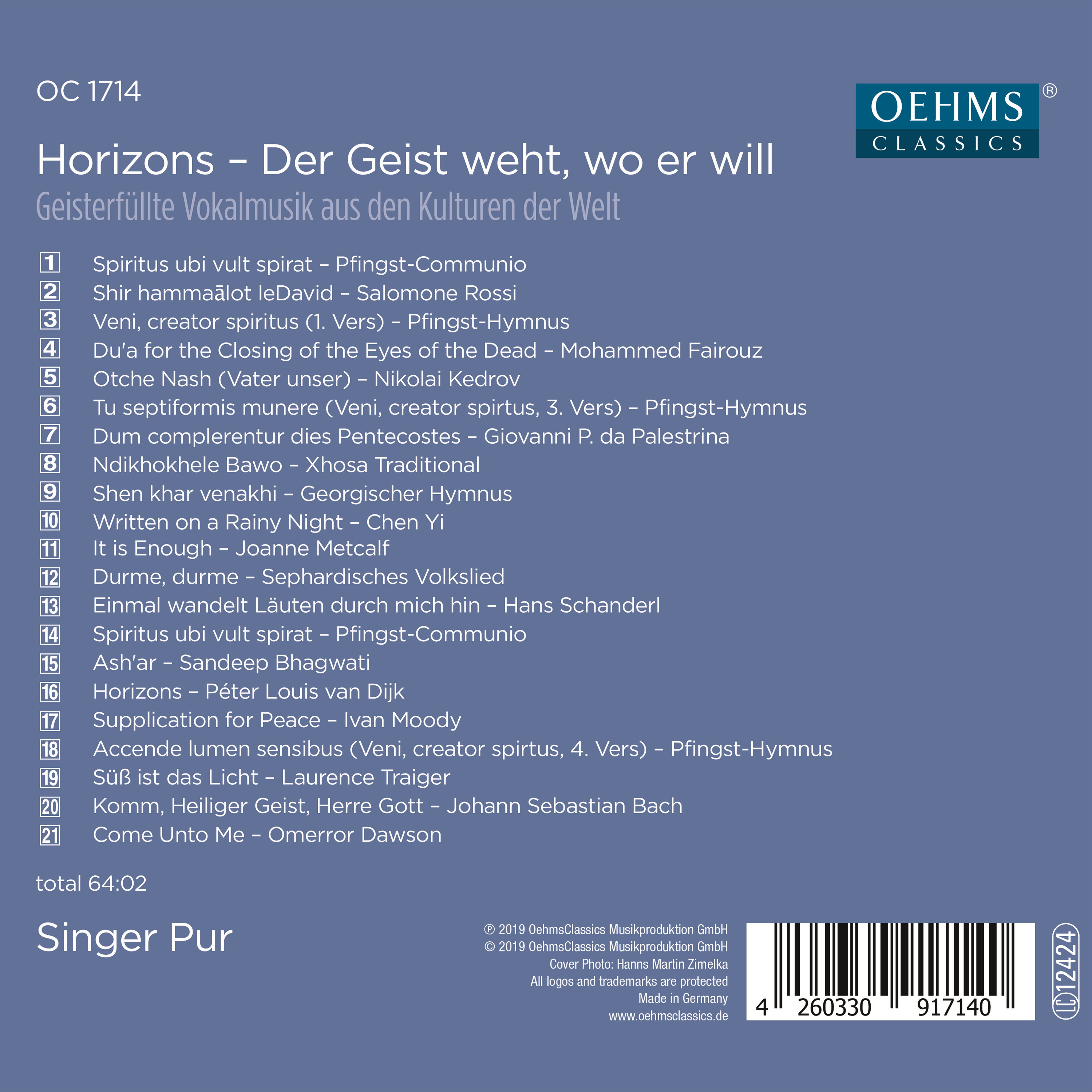 Singer Pur 싱어 푸어가 부르는 성악 작품집 (Horizons - Der Geist weht, wo er will)