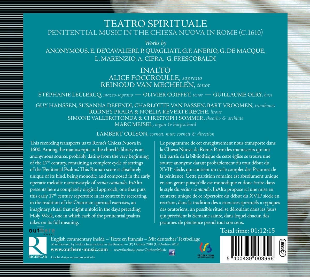 Lambert Colson 1610년 로마의 참회 음악 (Teatro Spirituale)