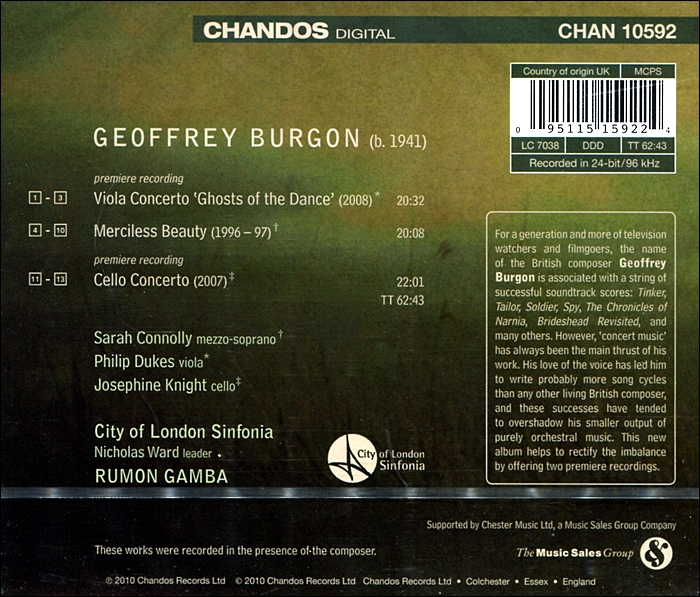Rumon Gamba 제프리 버건: 비올라 협주곡, 메르실레스 뷰티, 첼로 협주곡 (Geoffrey Burgon: Viola Concerto, Cello Concerto)
