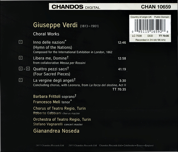 Gianandrea Noseda 베르디: 4개의 성가집 (Verdi: Four Sacred Pieces & Hymn of the Nations)