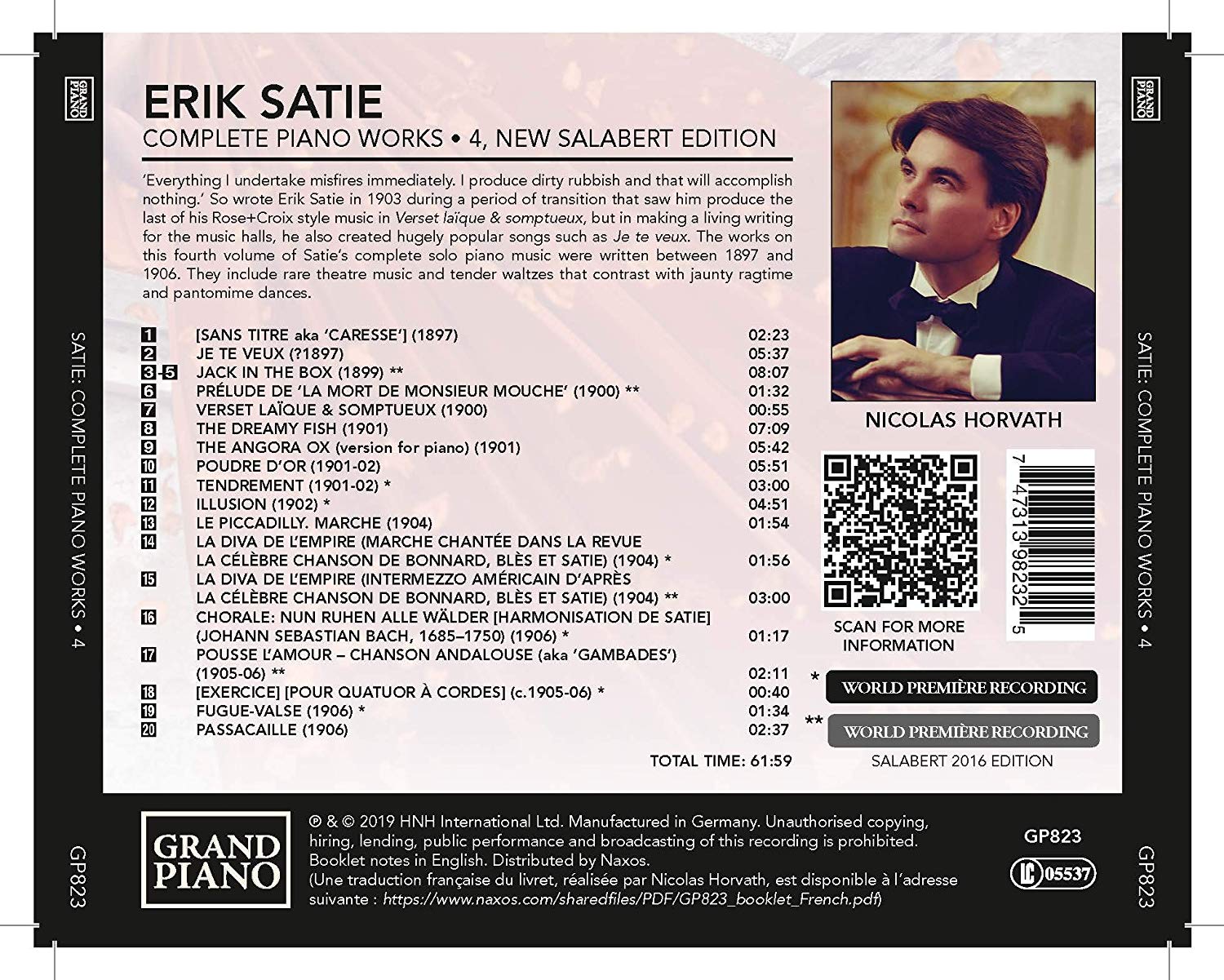 Nicolas Horvath 에릭 사티: 피아노 전곡 4집 (Erik Satie: Complete Piano Works, Vol. 4)