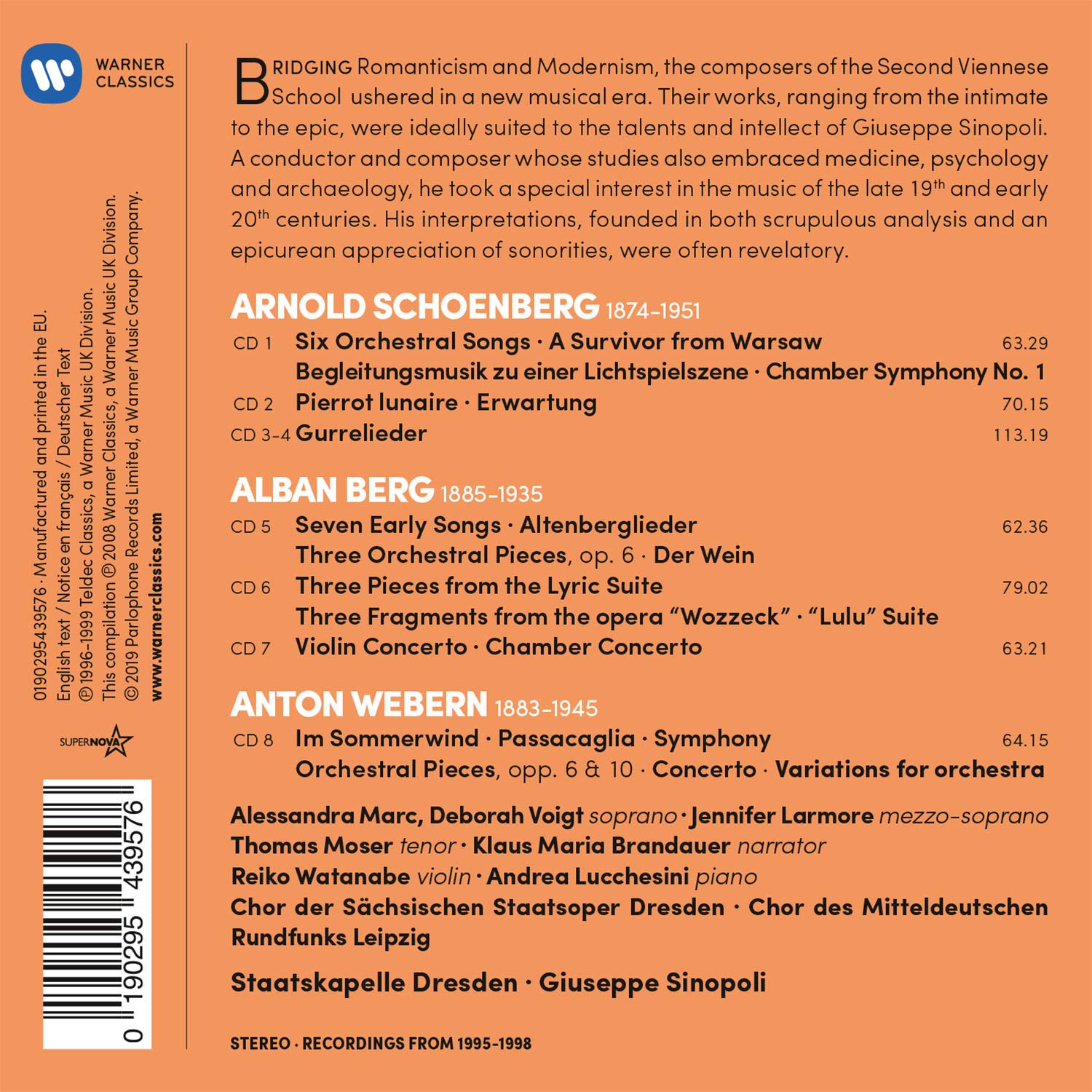 Giuseppe Sinopoli 아놀드 쇤베르크 / 알반 베르크 / 안톤 베베른: 관현악 모음집 (Arnold Schoenberg / Alban Berg / Anton Webern: Orchestral Works)