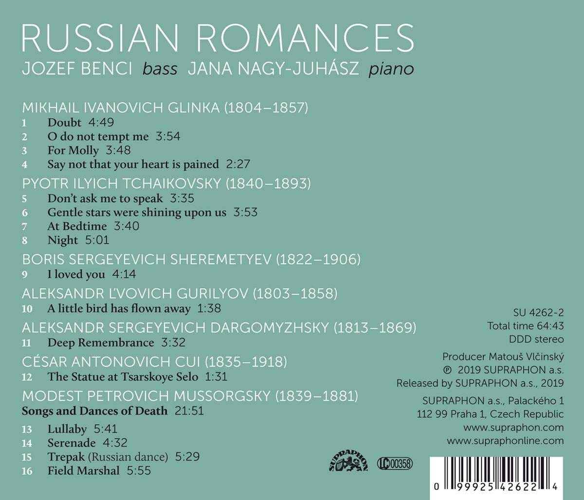 Jozef Benci 19세기 러시아 로망스 모음집 (Russian Romances)