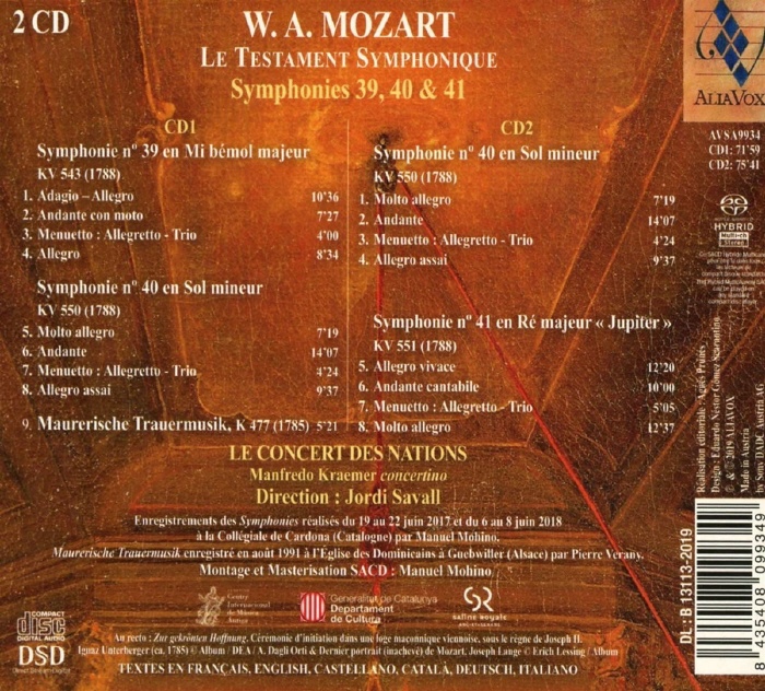 Jordi Savall 모차르트: 교향곡 39, 40번, 41번 `주피터` - 조르디 사발 (Mozart: Le Testament Symphonique)