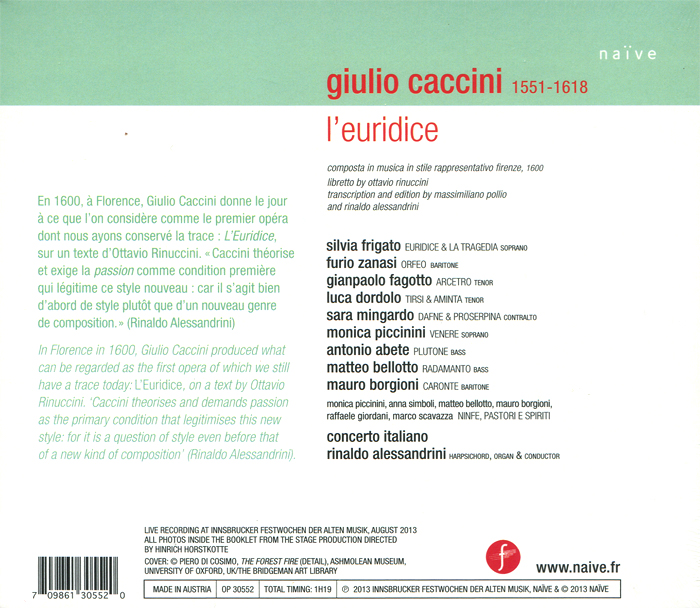 Silvia Frigato 줄리오 카치니: 에우리디체 전곡 (Giulio Caccini: Euridice)