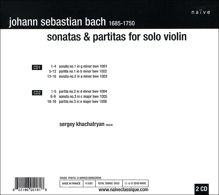 Sergey Khachatryan 바흐: 무반주 바이올린 소나타와 파르티타 (Bach: Sonatas and Partitas for solo violin)