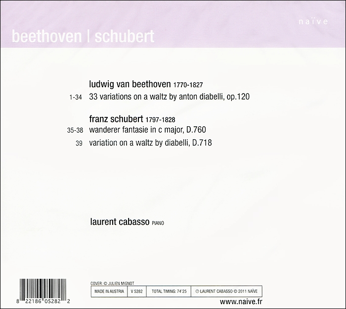 Laurent Cabasso 베토벤: 33개의 디아벨리 변주곡 / 슈베르트: 방랑자 환상곡 (Beethoven: Diabelli Variations / Schubert: Wanderer)