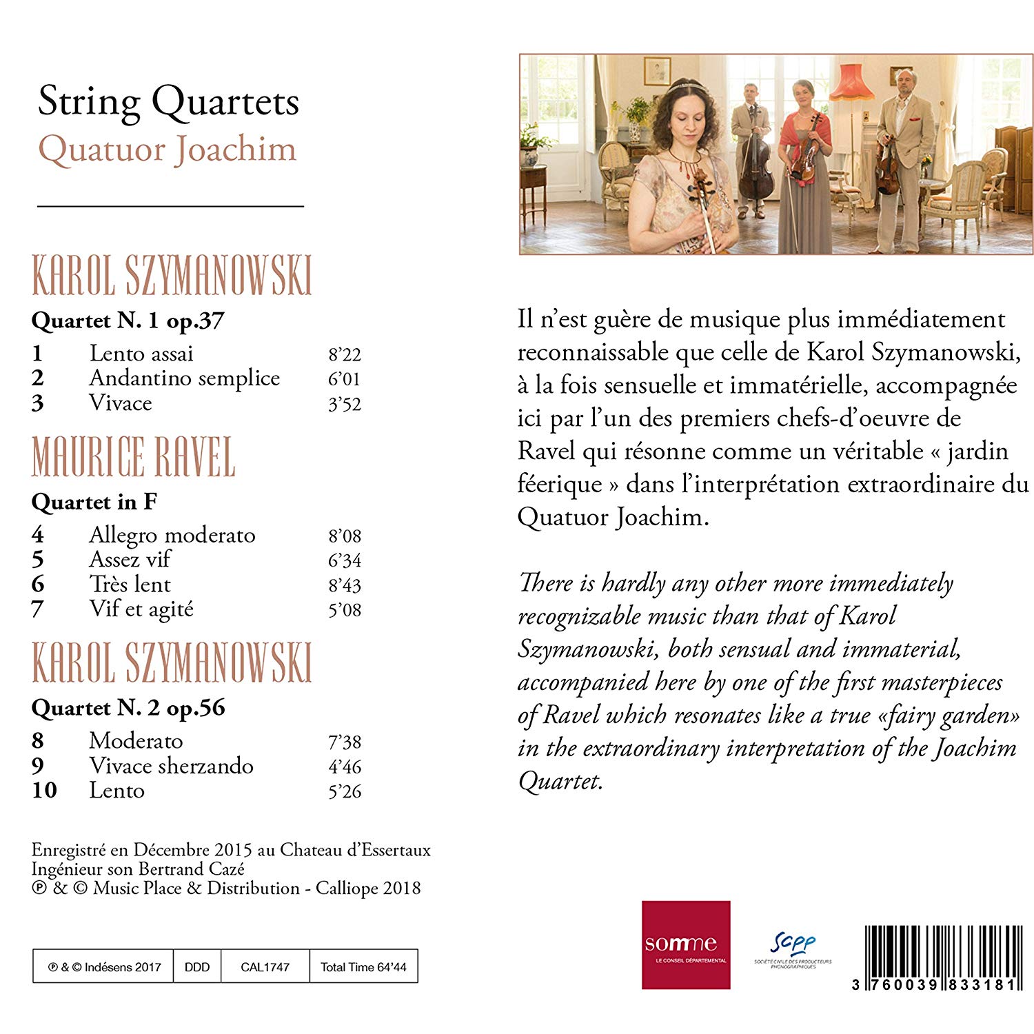 Joachim Quartett 라벨 / 카롤 시마노프스키: 현악사중주 (Ravel / Karol Szymanowski: String Quartets)