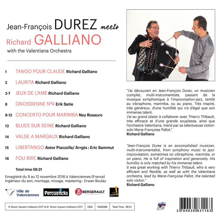 Jean-Francois Durez / Richard Galliano 마림바와 아코디언으로 연주한 20세기 프랑스 작품집