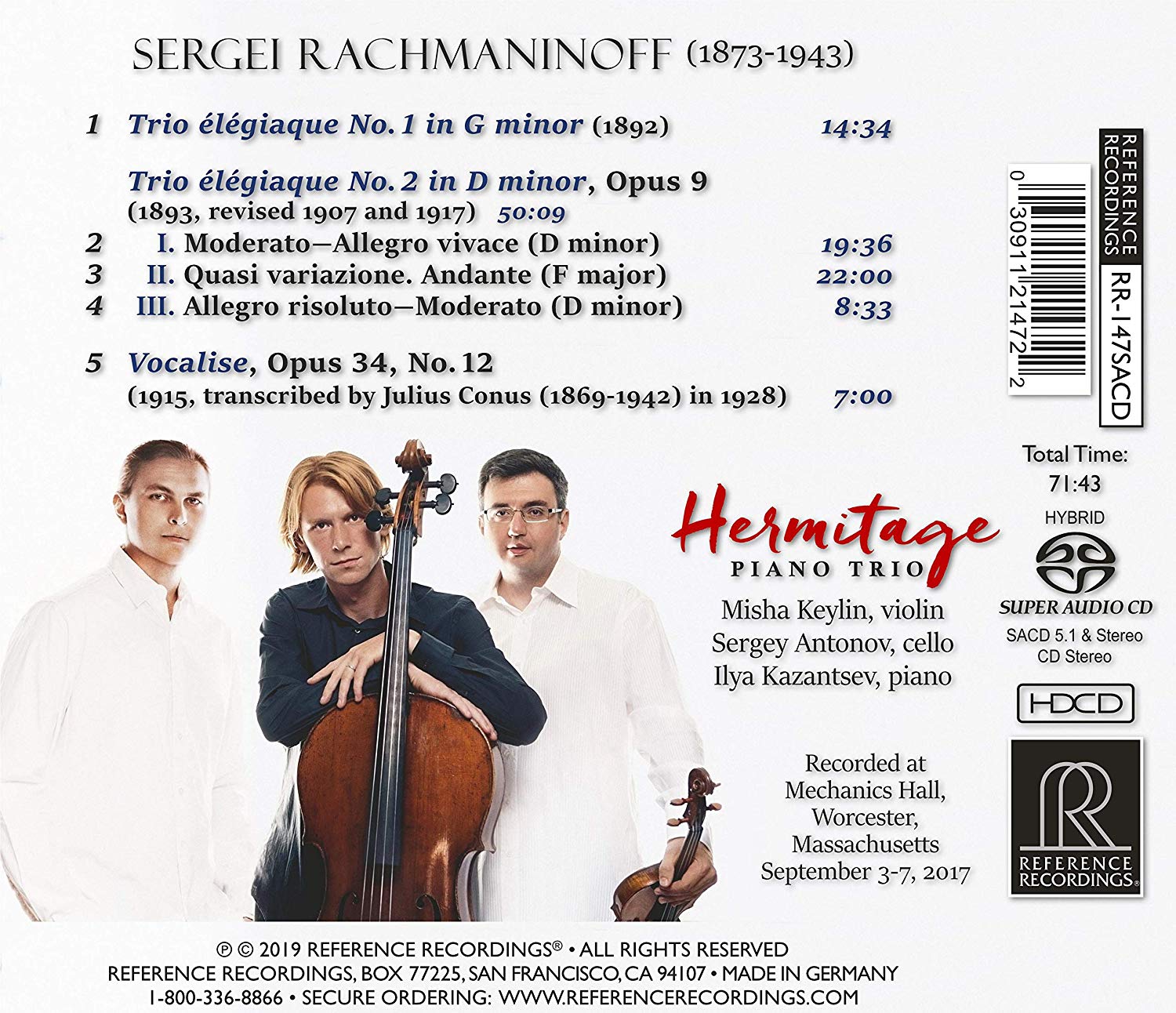 Hermitage Piano Trio 라흐마니노프 트리오 작품 연주집 (Rachmaninoff: Trios elegiaques)