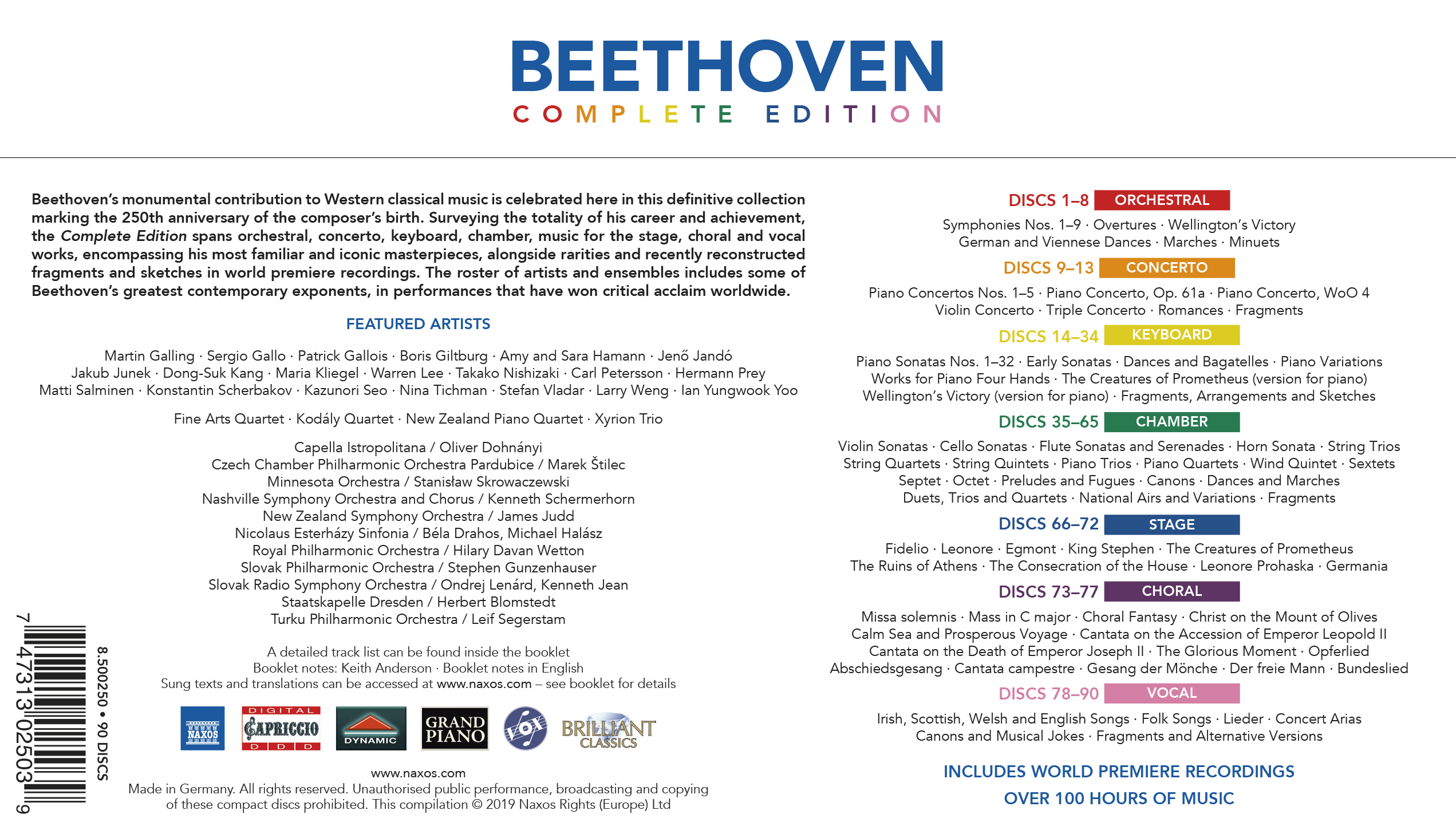 베토벤 탄생 250주년 기념 박스 세트 (Beethoven Complete Edition)
