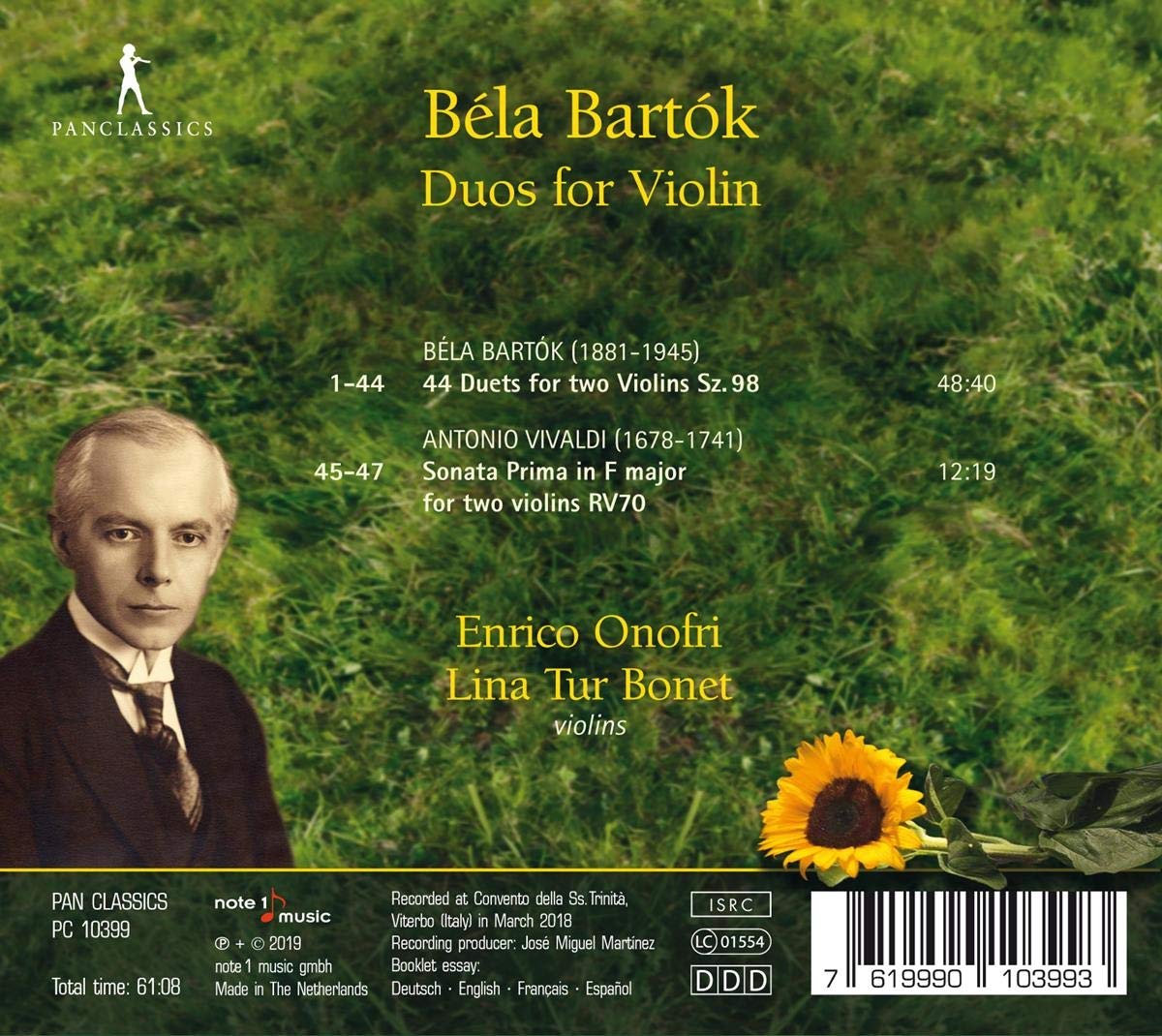 Enrico Onofri / Lina Tur Bonet 바르톡: 바이올린 이중주 / 비발디: 두 대의 바이올린을 위한 소나타 (Bartok: Duos For Violin / Vivaldi: Violin Sonata)