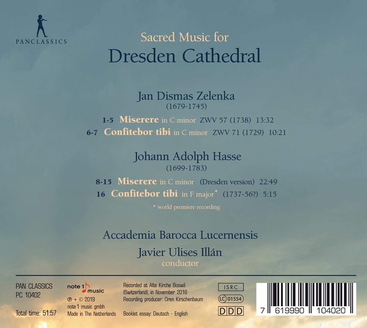 Javier Ulises Illan 젤렌카 / 하세: 드레스덴 대성당의 음악 (Zelenka / Hasse: Sacred Music For Dresden Cathedral)