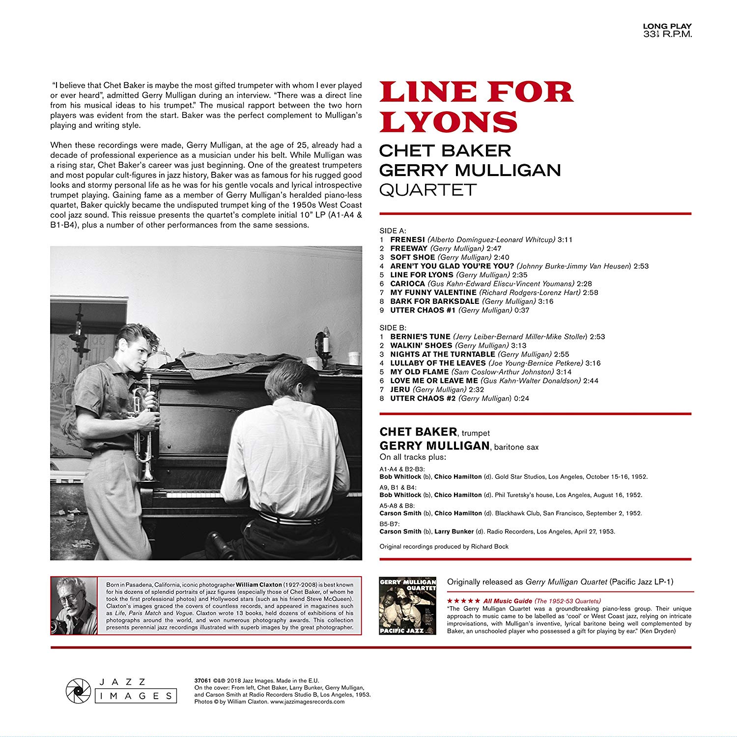 Chet Baker & Gerry Mulligan (쳇 베이커 & 제리 멀리건) - Line for Lyons [LP]