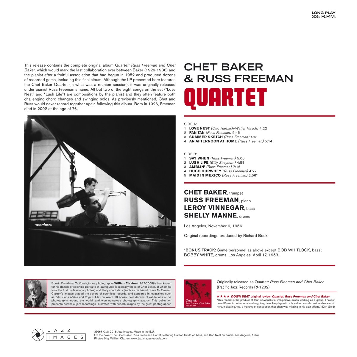 Chet Baker / Russ Freeman (쳇 베이커) - Quartet [LP]