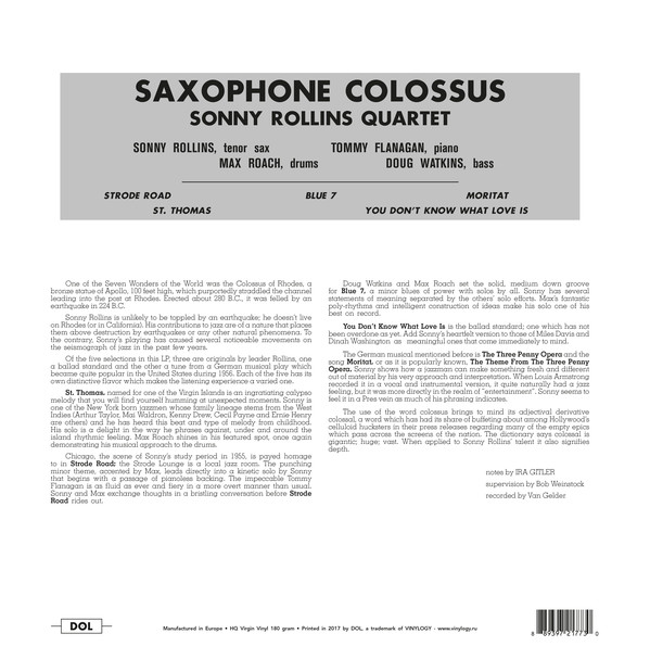 Sonny Rollins (소니 롤린스) - Saxophone Colossus [LP]