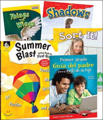 Learn-At-Home: Summer Stem Bundle with Parent Guide Grade 1 (Spanish Language Support): 5-Book Set