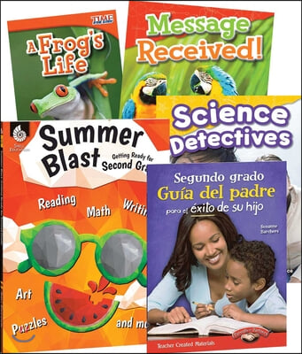 Learn-At-Home: Summer Stem Bundle with Parent Guide Grade 2 (Spanish Language Support): 5-Book Set