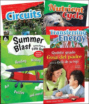 Learn-At-Home: Summer Stem Bundle with Parent Guide Grade 5 (Spanish Language Support): 5-Book Set